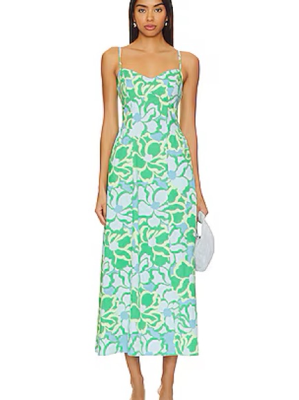 Show Me Your Mumu Green & Light Blue Floral Maxi Slip Dress